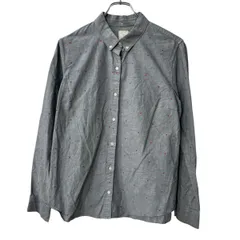 GAP 長袖 無地シャツ L グレー ギャップ ドット 水玉 ボタンダウン 胸ポケット 長袖シャツ トップス 春物 a710-6258