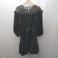 ◇ ⊂ Flammeum フラミューム シルク系 長袖 膝丈 レースワンピース サイズ38 ブラック系 レディース E  【1506230025879】