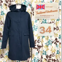 Traditional Weatherwear　トラディショナルウェザーウェア　モッズコート　ミリタリーコート　DISS ネイビー　コットン100% フード　前開きボタン5つ　比翼仕立て　サイズ34(サイズS) マッキントッシュ