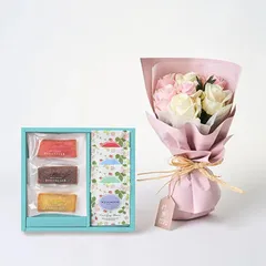 ホシファーム フリルブーケ ホワイトピンク ８本＆フィナンシェ ティー７個入