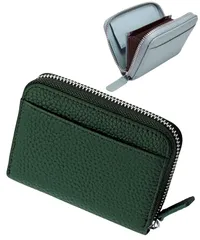 [グリーンパキラ] ミニ財布 レディース 人気 小銭入れ付きカードケース さいふ 財布 革 カード収納 2つ折り ボックス型小銭入れ 小型 カードウォレット ポイントカードケース レザー ウォレット 折りたたみ 小銭ケース お札入れ 二つ折 [ダークグリーン]