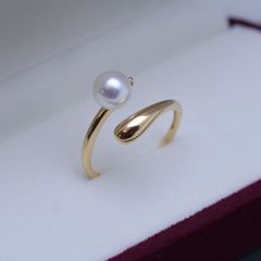 きえさんさん あこや本真珠 希少ナチュラルブルー無調フォークリング 