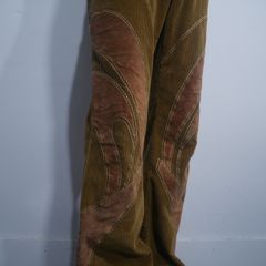 d&g suede leather switching corduroy pants