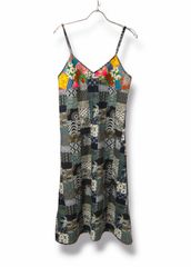 レトロマガジン×タータンチェック　Vネック切り替えノースリーブギャザーチュニック レトロマガジン×タータンチェック Vネック切り替えノースリーブ