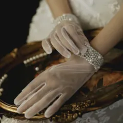 ウエディングパールショートグローブ　ホワイト