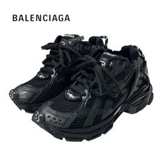 バレンシアガ BALENCIAGA ランナー スニーカー 靴 シューズ メッシュ ファブリック ブラック 黒 未使用 ロゴ