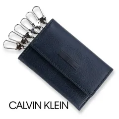 カルバンクライン Calvin Klein キーケース ギフトボックス付き メタルプレート CK キーリング レザー 本革 RFID 6連 キーカバー キーホルダー ブラック 箱付き 31CK170005