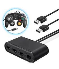 【新品・即日発送】大乱闘スマッシュブラザーズ対応 最大８人同時にプレイ ４ポート switch コントローラ接続タップ ゲームキューブ OLED/Switch/Wii ニンテンドー GCコントローラー接続タップ U/PC用 switch用GCコントローラ変換ア