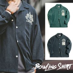 ボーリングシャツ アメリカン 刺繍 長袖 刺しゅう カジュアルシャツ 開襟シャツ ボウリングシャツ 無地 アロハシャツ レトロ 半袖 メンズ キューバシャツ リゾート ストリート ロック オープンカラー ミドル おしゃれ シニア 大人 ロカビリー