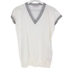 FABIANA FILIPPI ファビアナ フィリッピ Vネック 半袖 ニット(フレンチスリーブ) コットン ホワイト IT38(S-M相当)【中古】【新品同様】【美品】レディースのサムネイル