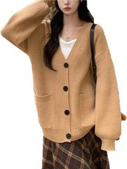 [ＣＮＹＡ] カーディガン ニット レディース アウター セーター トップス Vネック ゆったり 前開き 高伸縮 小顔 着痩せ 可愛い 無地 きれいめ 人気 暖かい 冷房対策 羽織り コート カジュアル オフィス 通勤 通学 日常 秋 冬 春