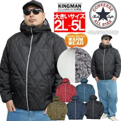 【新品】 【2～5L ブラック】コンバース(CONVERSE) 中綿 ダウンジャケット メンズ 大きいサイズ フード 裏ボア  刺繍 ロゴ プリント フルジップ メンズブルゾン ブルゾン ダウンジャケット 厚手 黒 ジャケット アウター サイズ