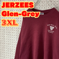 【ヴィンテージ】企業　JERZEES　ジャージーズ　90's　スウェット　企業　刺繍　ワンポイント　3XL　ワインレッド　US古着　MTSW2310-121