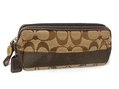 ■美品■ COACH コーチ 40025 シグネチャー キャンバス×レザー ポーチ マルチケース 小物入れ ブラウン系 DI9372