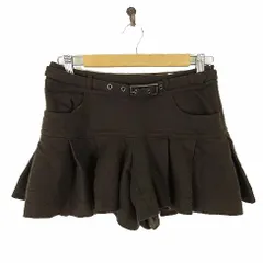 バーバリーブルーレーベル BURBERRY BLUE LABEL キュロットパンツ キュロットスカート ミニ フリル ウール ノバチェック ロゴ 刺繍 ウエストベルト S 36 ダークブラウン こげ茶 国内正規品