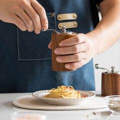 ポータブル手動コーヒーミル 木目調デザイン 調節可能グラインダー 胡椒・豆用