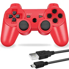 ケーブル USB 互換対応 日本語説明書 ゲームパット SHOCK3 DUAL 6軸センサー (赤) ワイヤレスコントローラー 用 PS3