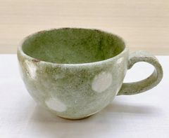 ほっこりマグ スープカップ【水玉】マグカップ たっぷりマグ コーヒーカップ 汁碗 陶器製 瀬戸焼 可愛い カフェオレカップ 新品未使用 日本製