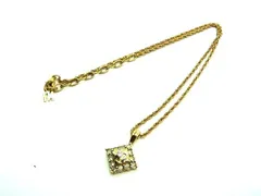 ■美品■ NINA RICCI ニナリッチ ラインストーン ロゴモチーフ ネックレス ペンダント アクセサリー ゴールド系 DE0344
