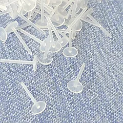 樹脂ピアス 【 200個 100ペア 】 丸皿 カンなし ポストピアス 金属アレルギー対応