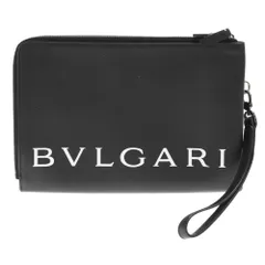 BVLGARI (ブルガリ) ×フラグメントデザイン ロゴ レザークラッチバッグ 二つ折り 鞄 ブラック 288581のサムネイル