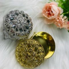 ＊新品＊　ジュエリーケース　小物入れ　ヴィンテージ調　デザインケース　高級感　キャンディボックス　食品ケース　小分けケース　キラキラ　シルバー　ゴールド  E644 E645