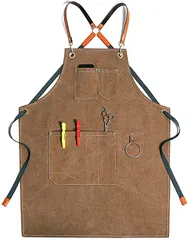 Kurt Mash エプロン キャンバス DIY アウトドア ガーデニング 美容師 作業用 キャンプ( ブラウン)