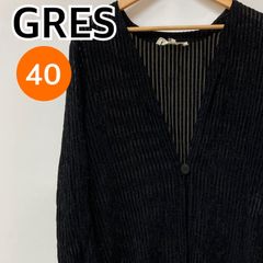 GRES グレ トップス カーディガン 長袖 透かし編み レディース イタリア ブラック 40サイズ【CT1273】