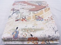 平和屋野田店◎全通柄袋帯　唐織　源氏物語　金銀糸　逸品　BAAJ0944cm