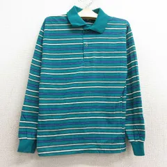 古着 ルティグレ 長袖 ポロ シャツ キッズ ボーイズ 子供服 80s 緑他 グリーン ボーダー 24aug31