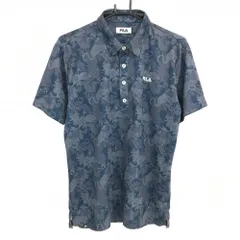 【美品】フィラ 半袖ポロシャツ ネイビー×グレー フラミンゴ柄  メンズ LL ゴルフウェア FILA GOLF