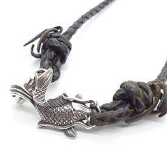 かすう工房 ネックレス 鯉 六九滝登首飾 SILVER シルバー  レザー ロープ ペンダント