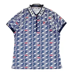 サイズ：LL FILA GOLF フィラゴルフ  半袖ポロシャツ ロゴ総柄 ネイビー系 [240101330527]# ゴルフウェア レディース ストスト