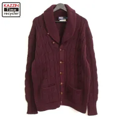 90s vintage RALPH LAUREN ショールカラー ウール ニットカーディガン メンズ Lサイズ相当