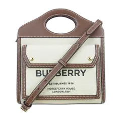BURBERRY バーバリー トートバッグ Mini Two Tone Canvas & Leather Freya Bag ミニ ツートン バッグ ブラウン系 ベージュ系【中古】