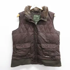 古着 エディーバウアー ダウン ベスト レディース 襟フェイクファー 茶他 ブラウン 25jan29 中古 アウター