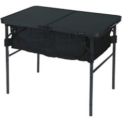 ストレージ付き アウトドアテーブル 90cm×60cm ブラック 収納容量80L 折りたたみ式 高さ4段階調節 VASTLAND（ヴァストランド）