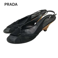 PRADA プラダ 春夏 スウェード★ ストラップ ウェッジソール サンダル Sz.36 1/2　レディース 黒