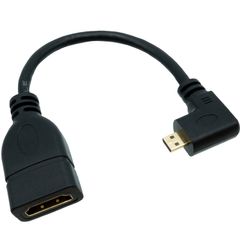 デジカメ ビデオカメラ パソコン ラズパイ接続に microHDMI（オス）- HDMI TYPE-A(メス） L型変換ショートケーブル 右向き 約15ｃｍ  MCHDMI-15HR