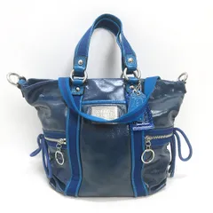 H■コーチ/COACH 13835 ポピー パテント スポットライト 2WAYバッグ 紺系/LADIES■31【中古】