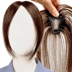 ルスブリラーレ (Luce brillare) 部分ウィッグ ヘアピース ポイントウィッグ 女性 レディース 人毛100% かつら 前髪ウィッグ ショート トップピース トップカバー つむじ(前髪未カット(ナチュラルブラウン),  6x4cm)