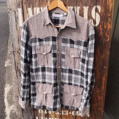 【Hollywood Ranch Market 】 ハリウッドランチマーケット ハリラン 聖林公司 刺繍入り ガーゼ ドビーチェックシャツ ウエスタンシャツ 2(M)