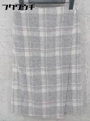 ◇ INED イネド チェック 膝下丈 タイト スカート サイズ9 ライトグレー系 マルチ レディース 【中古】 【1002800934584】