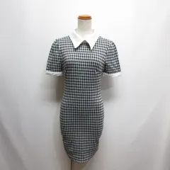 シーイン SHEIN チェック柄 半袖 クレリック ワンピース XS 白×黒