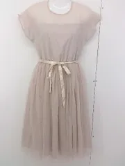 ◇ ◎ merlot plus メルロープリュス タグ付 チュール フレンチスリーブ ロング ワンピース サイズF ベージュ レディース  【中古】 【1206240013322】のサムネイル