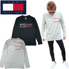トミーヒルフィガー Tommy Hilfiger ロンT 長袖 Tシャツ 09T4241 ブラック グレー ロゴ メンズ レディース クルーネック 部屋着 ルームウェア TOMMY HILFIGER L/S CREW NECK 新品 正規品 未使用品