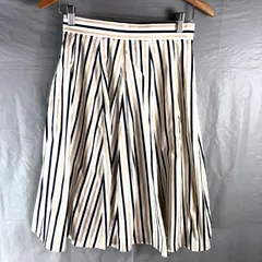 クミキョク  kumikyoku スカート タックフレアースカート ストライプ 裏地付き サイドファスナー ホワイト系 1サイズ 2025032700030
