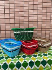 昭和レトロ　収穫かご　買い物かご　2点セット 昭和レトロ収穫かご買い物かご2点セット