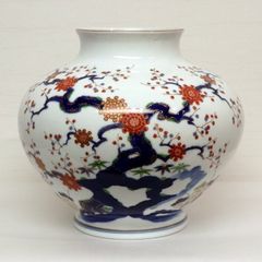 ◯ 有田焼 源右衛門窯 「染錦松鶴花瓶」 - メルカリ