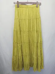 ◇ ⊂ URBAN RESEARCH アーバンリサーチ ティアード ロング プリーツ スカート サイズF イエロー系 レディース E  【1507230010353】